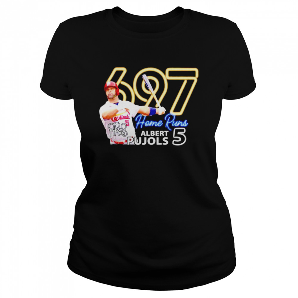 albert pujols 5 697 home runs signature shirt classic womens t shirt