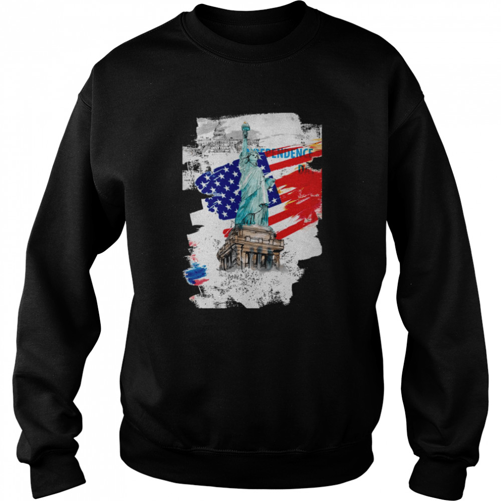 American Flag With Liberty Statue shirt Unisex Sweatshirt