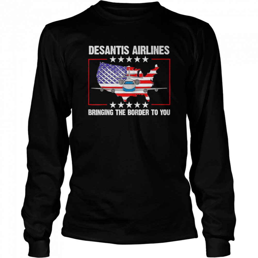 DeSantis Airlines Political Usa Flag T- Long Sleeved T-shirt