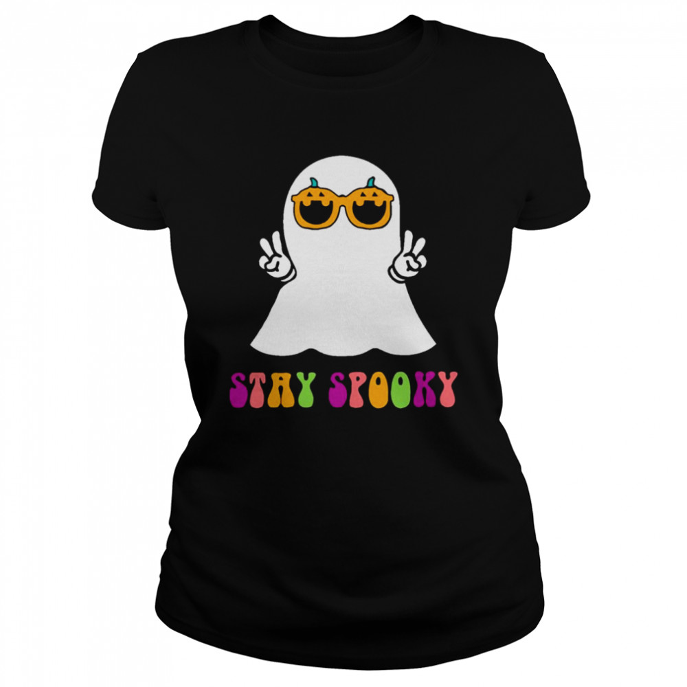 Ghost Stay Spooky Halloween Season Groovy shirt Classic Womens T-shirt