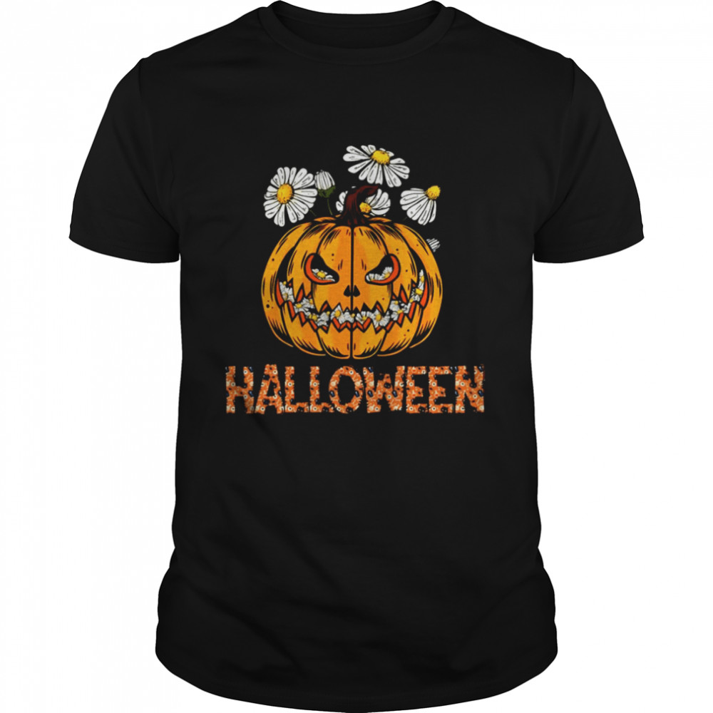 Happy Halloween Pumpkin And Flower shirt Classic Men's T-shirt