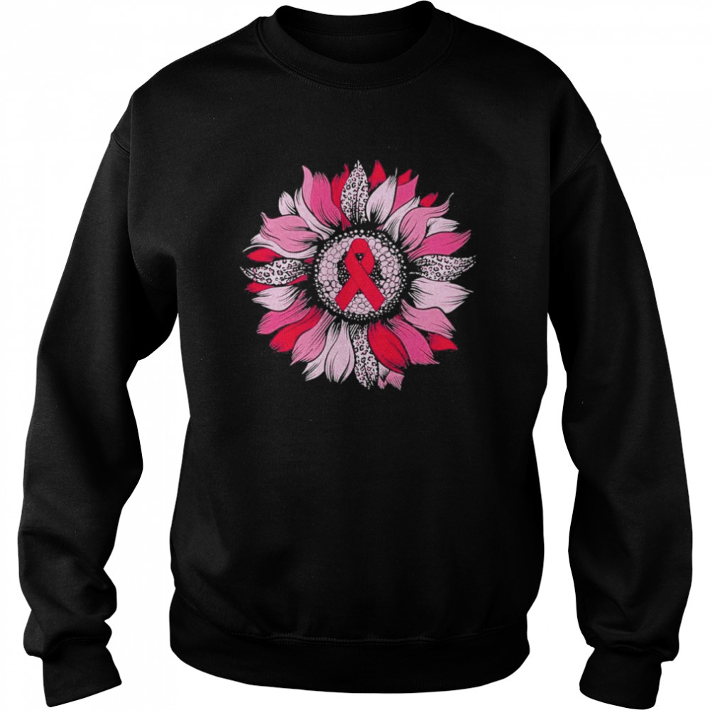 Pink Ribbon Breast Cancer Awareness Sunflower Unisex Sweatshirt