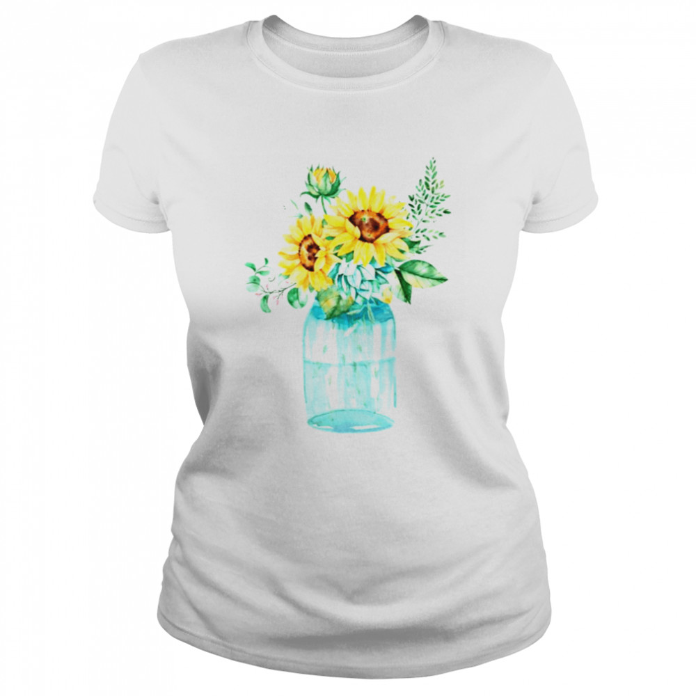 Sunflowers Mason Jar Bouquet Watercolor shirt Classic Women's T-shirt