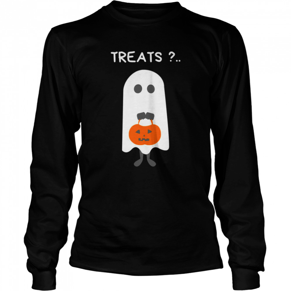 Treats Please Cute Ghost Funny Halloween shirt Long Sleeved T-shirt