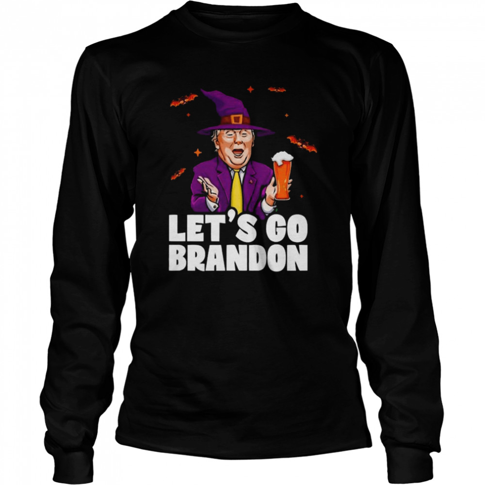 Witch Donald Trump Drink Beer Let_s Go Brandon shirt Long Sleeved T-shirt