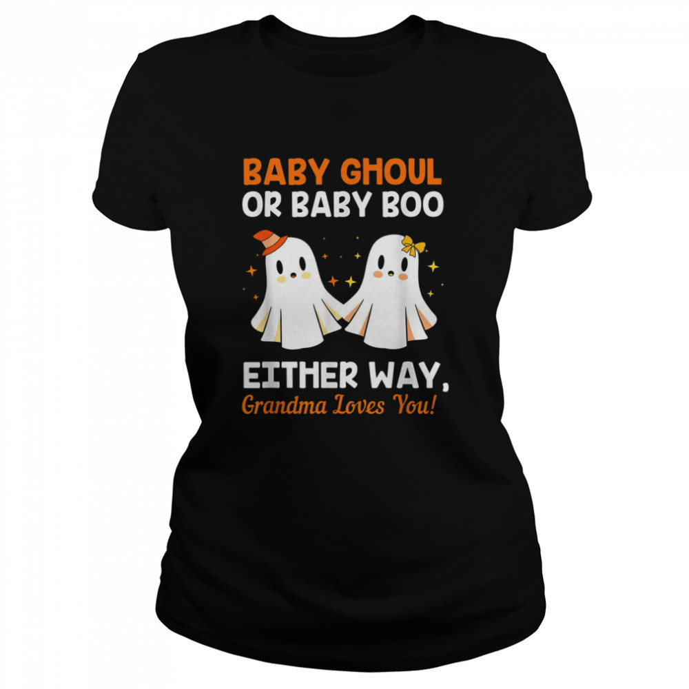 Baby Shower Grandma Halloween Gender Reveal Booy Or Ghoul Grandma Halloween T- Classic Women's T-shirt