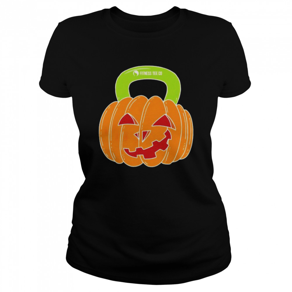 kettle bell pumpkin halloween shirt classic womens t shirt