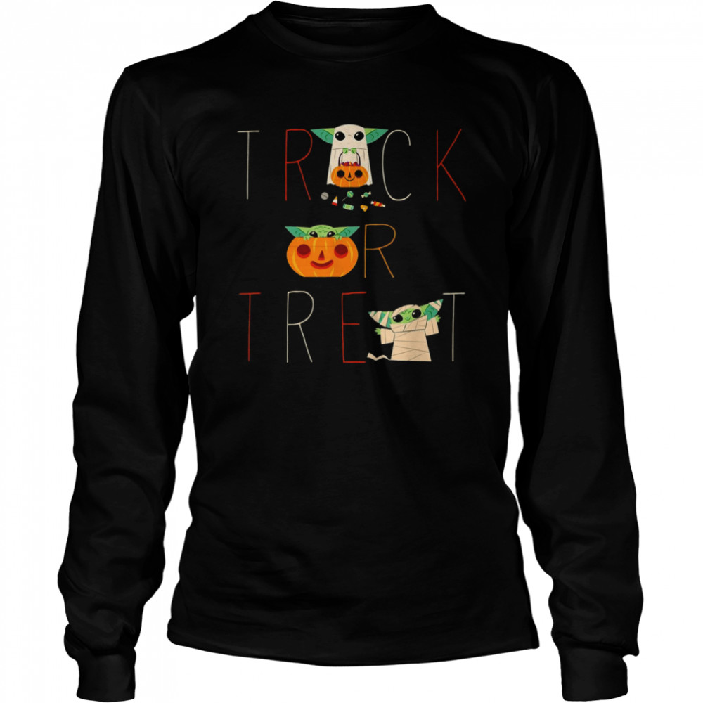 The Mandalorian Grogu Trick Or Treat Star Wars Halloween T- Long Sleeved T-shirt