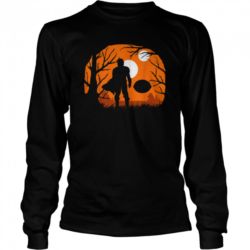 The Mandalorian Halloween Moons Silhouette Star Wars Halloween T- Long Sleeved T-shirt