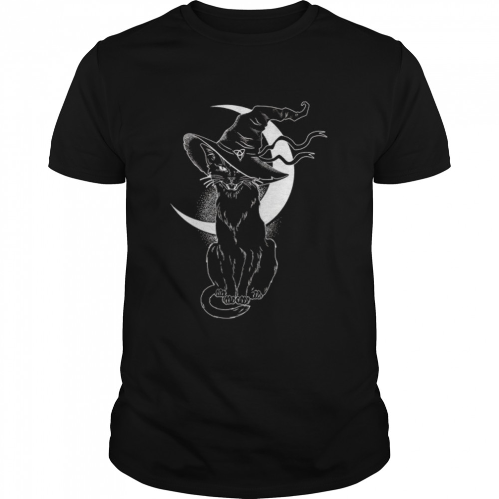 Celestial Moon Cat Witch Halloween shirt Classic Men's T-shirt