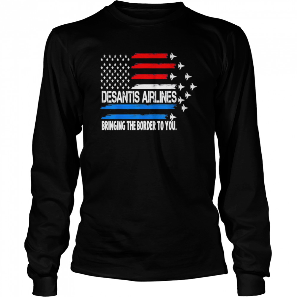 DeSantis Airlines USA Flag 2024 Vintage T- Long Sleeved T-shirt