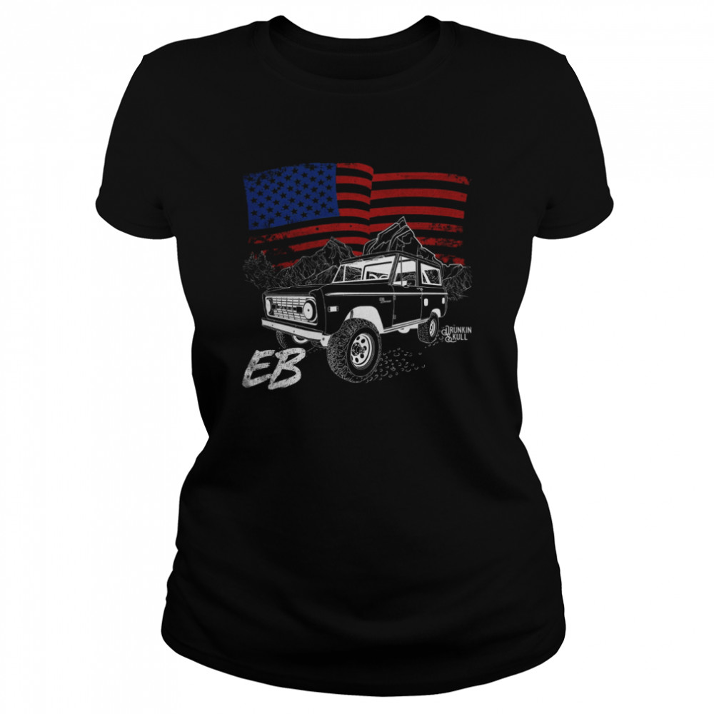 Early Bronco Heritage Series American Flag Black T- Classic Womens T-shirt