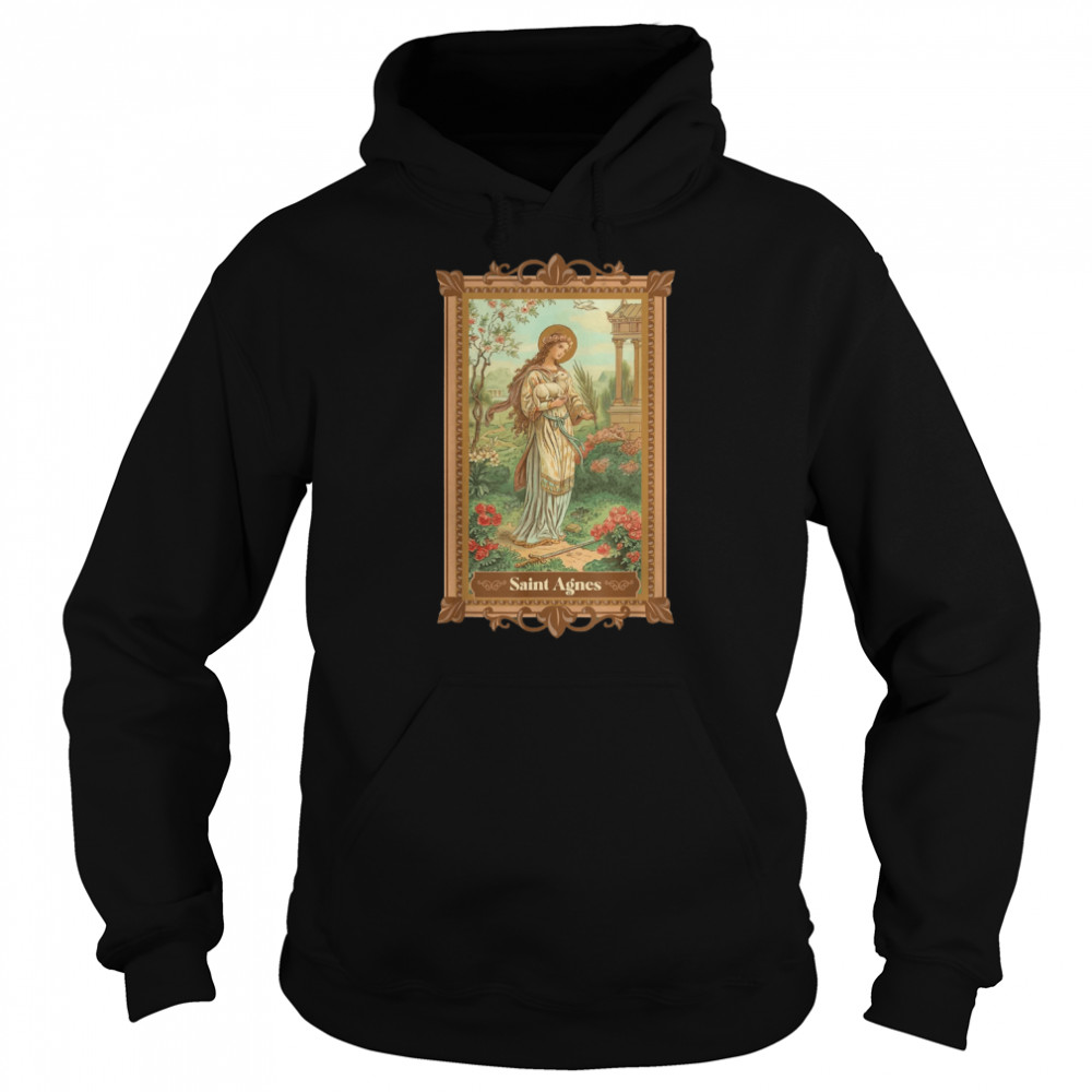 st agnes of rome prayer card vintage catholic art saints t unisex hoodie