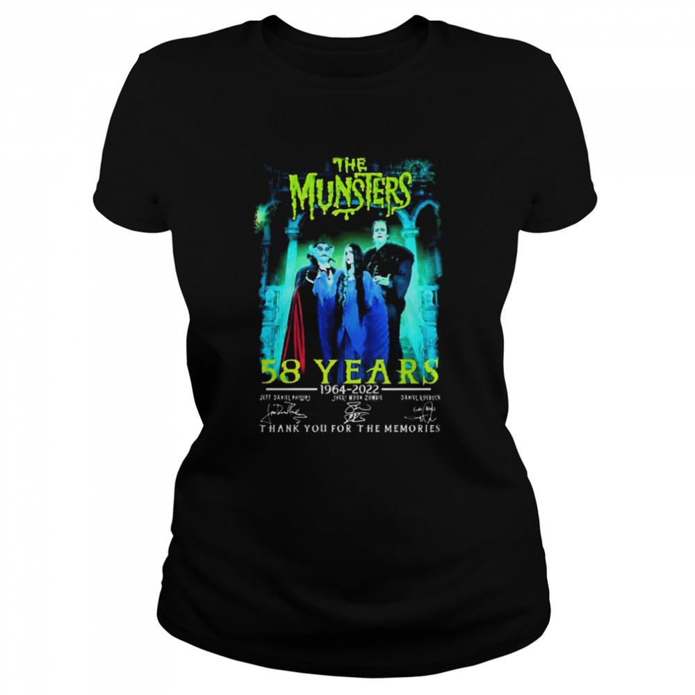 the munsters 58 years 1964 2022 thank you for the memories signatures shirt classic womens t shirt