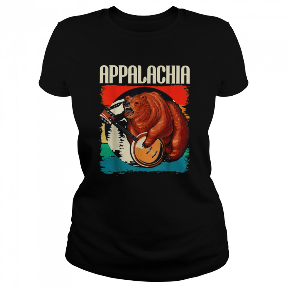 appalachia vintage banjo player bluegrass musician shirt classic womens t shirt
