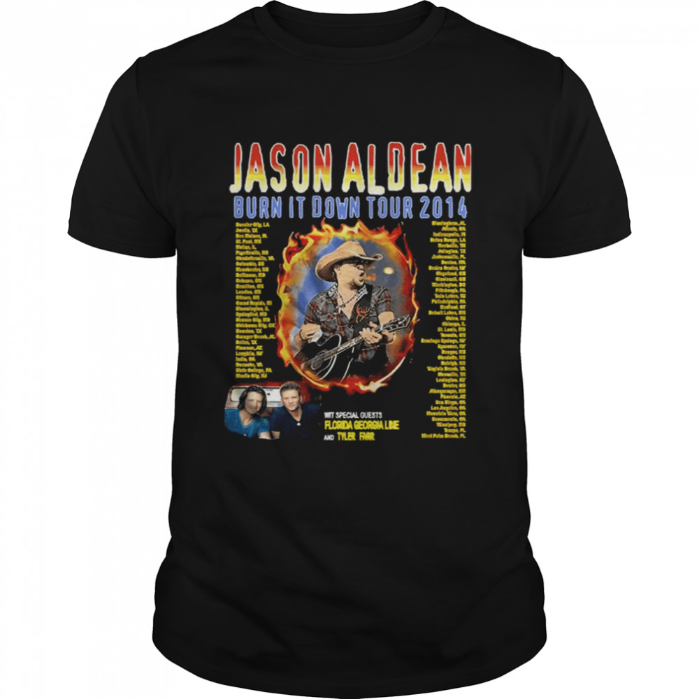 Burn It Down Tour 2014 Retro Movie Jason Aldean Guitar Music shirt