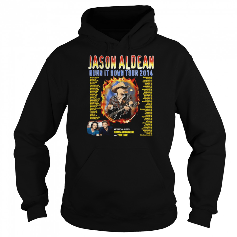 Burn It Down Tour 2014 Retro Movie Jason Aldean Guitar Music shirt Unisex Hoodie