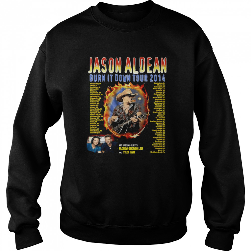 Burn It Down Tour 2014 Retro Movie Jason Aldean Guitar Music shirt Unisex Sweatshirt