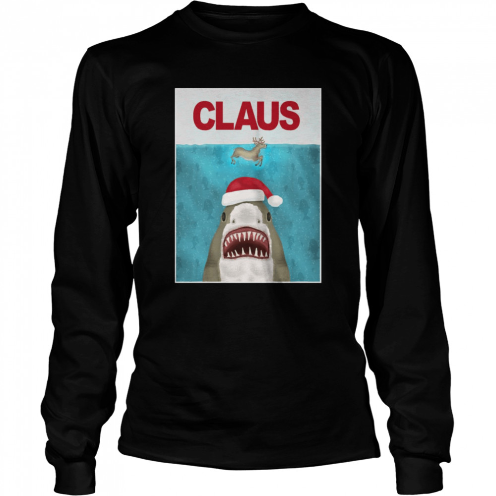 Christmas Santa Claus Shark Reindeer Humor shirt Long Sleeved T-shirt