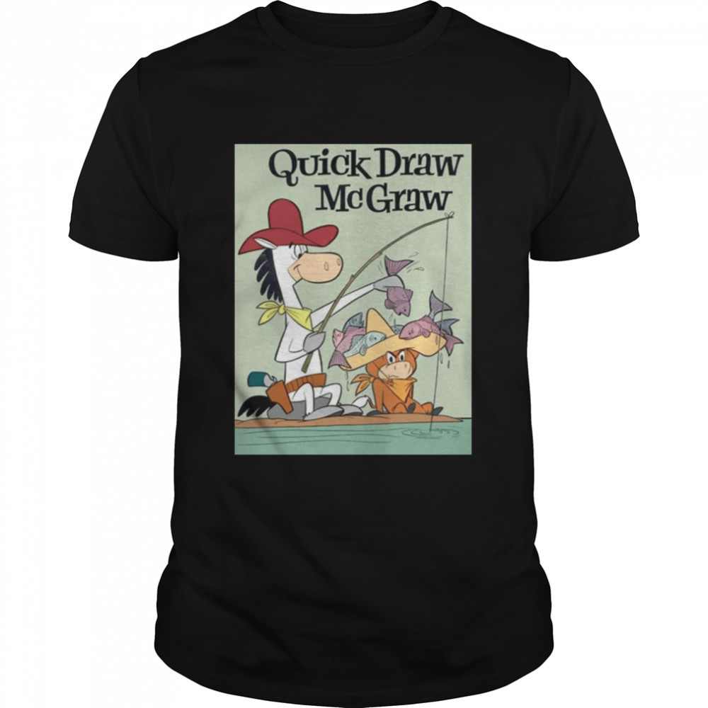 Quick Draw Mcgraw Vintage Fishing Cartoon Abstract Character shirt Classic Men's T-shirt