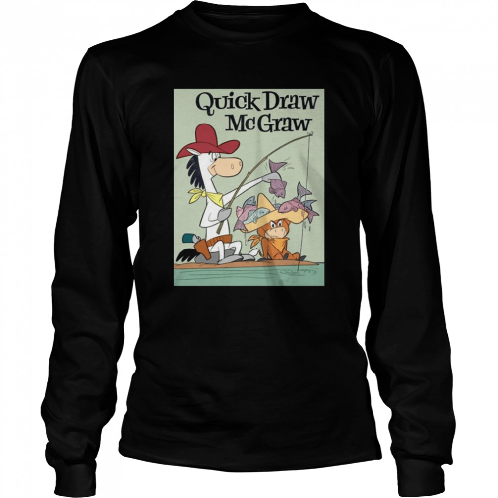 quick draw mcgraw vintage fishing cartoon abstract character shirt long sleeved t shirt