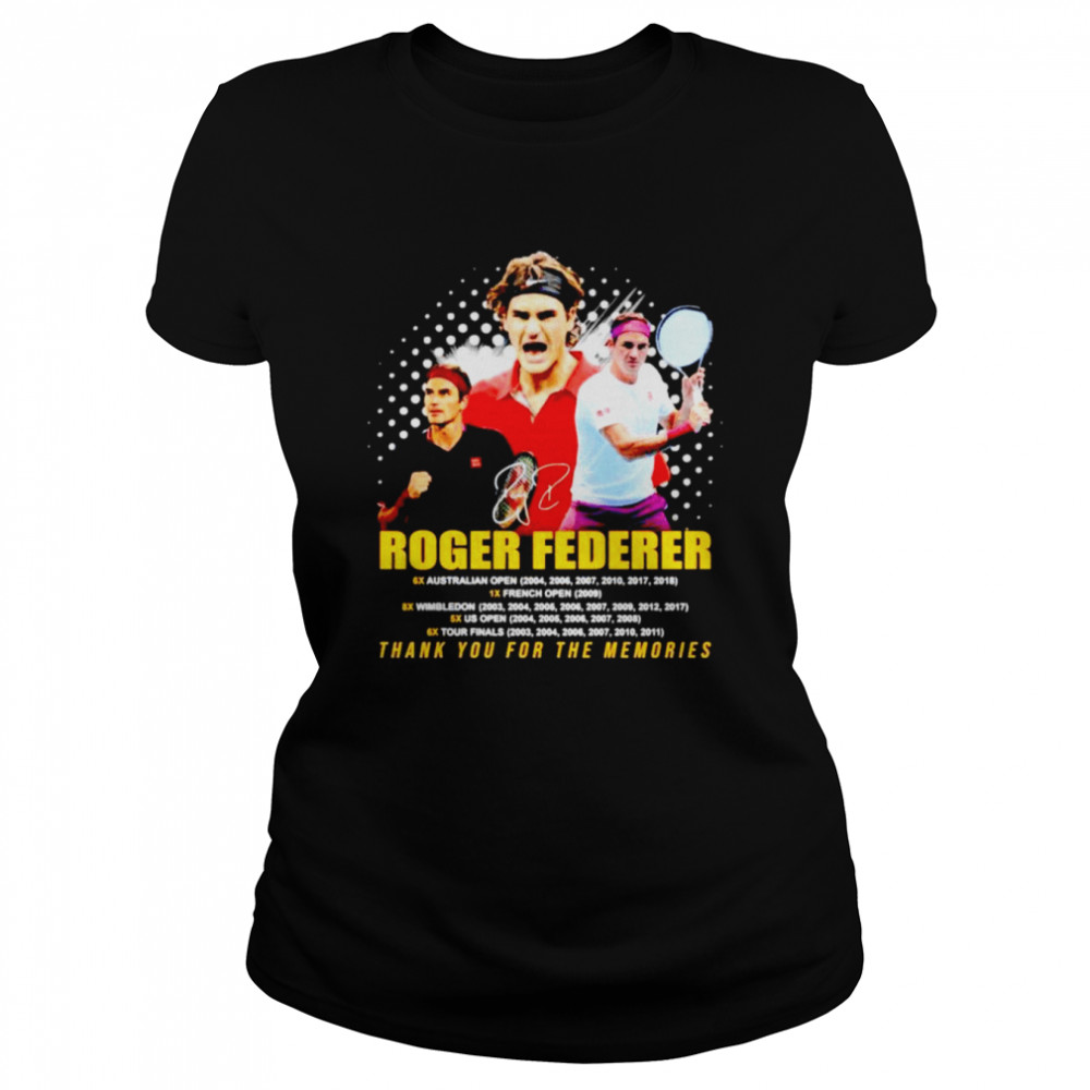 roger federer thank you for the memories signature t shirt classic womens t shirt