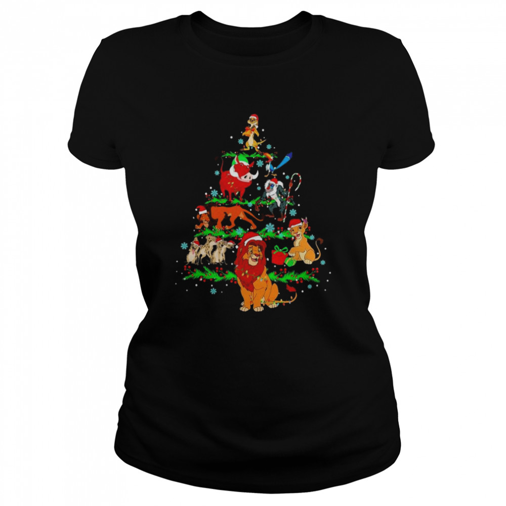 Santa Lion Monkey Tree Merry Christmas shirt Classic Women's T-shirt