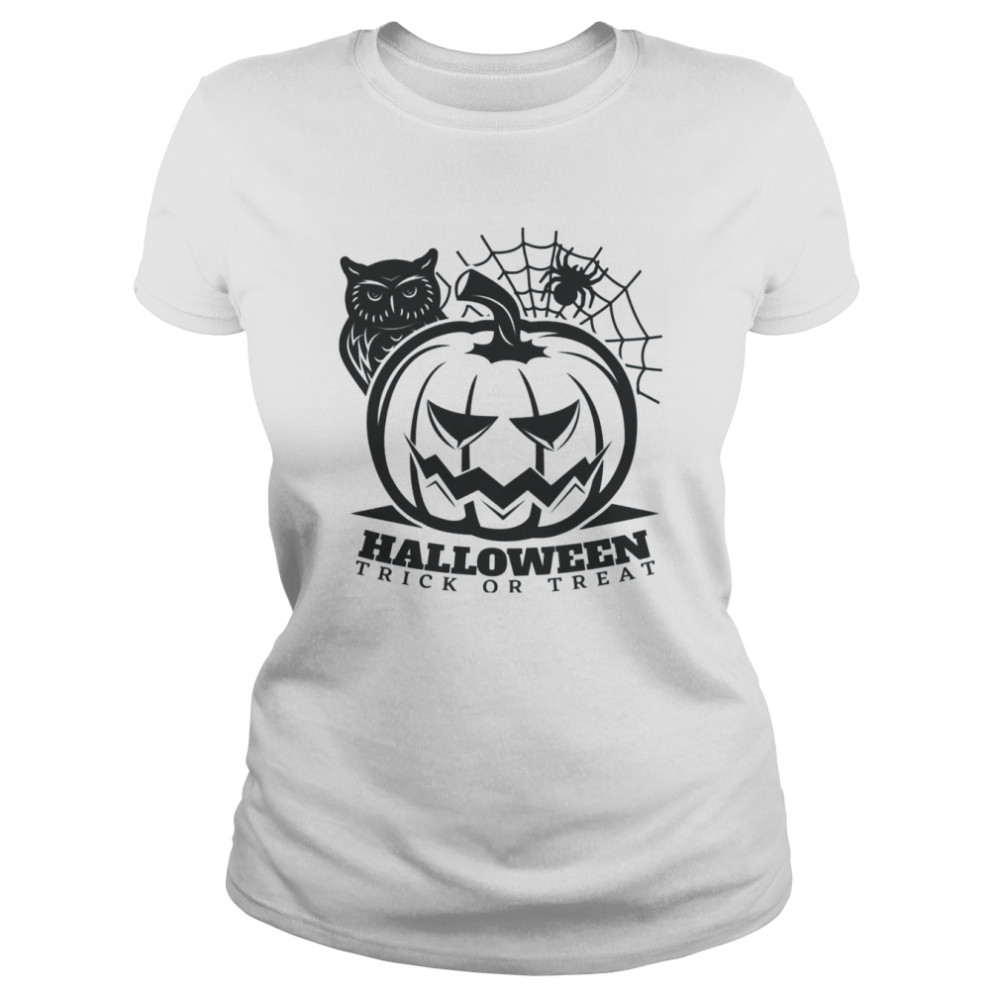 Trick Or Treat Halloween Black And White Art shirt Classic Women's T-shirt