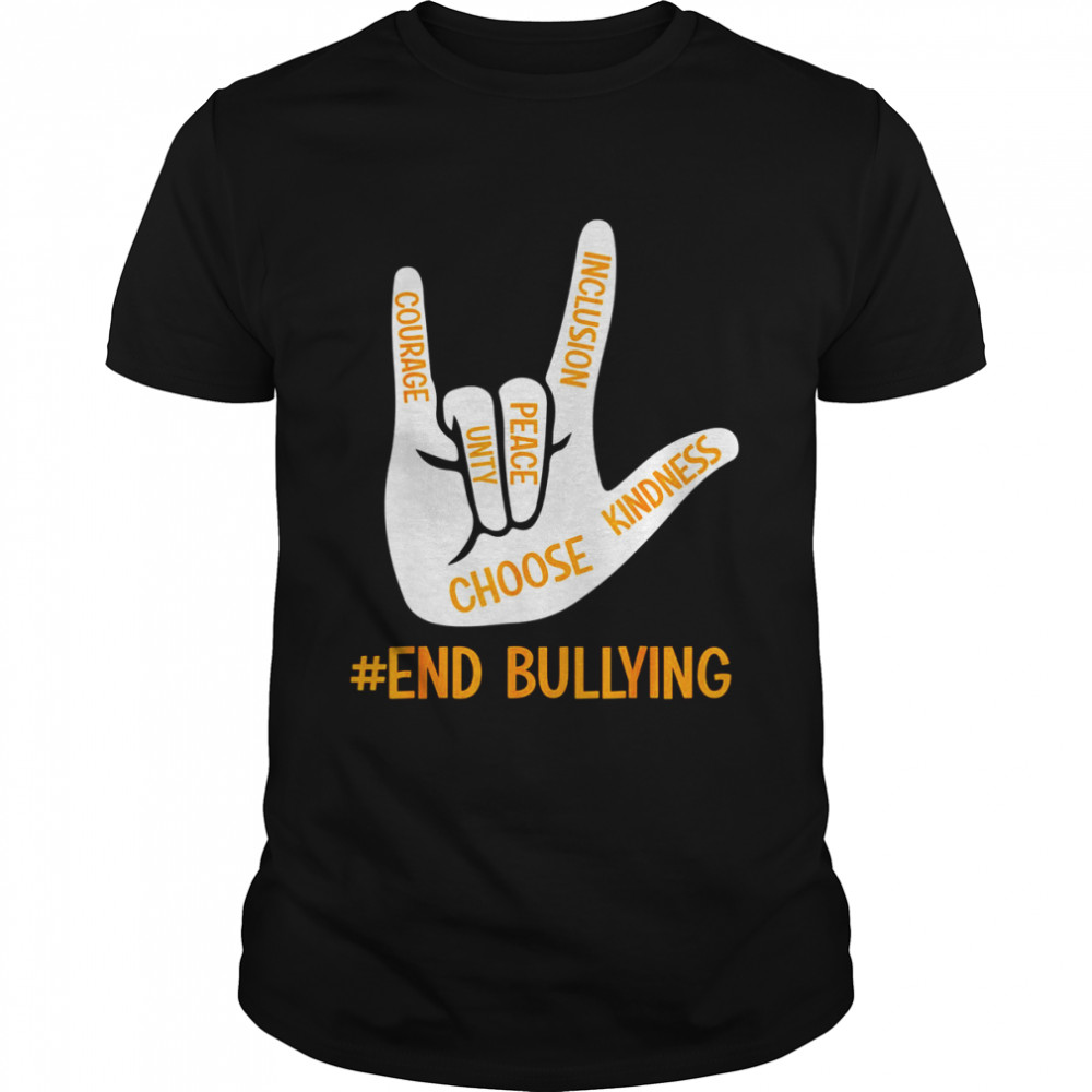 Unity Day Orange Kids 2022 Stop Bullying Love Sign Language T-Shirt