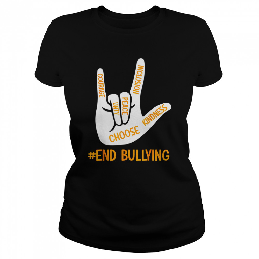 Unity Day Orange Kids 2022 Stop Bullying Love Sign Language T- Classic Women's T-shirt