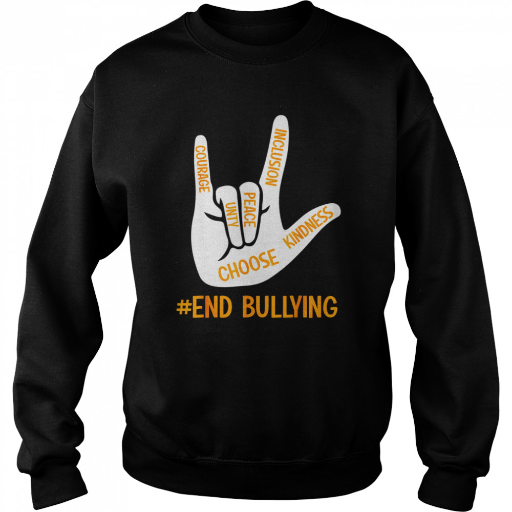 unity day orange kids 2022 stop bullying love sign language t unisex sweatshirt