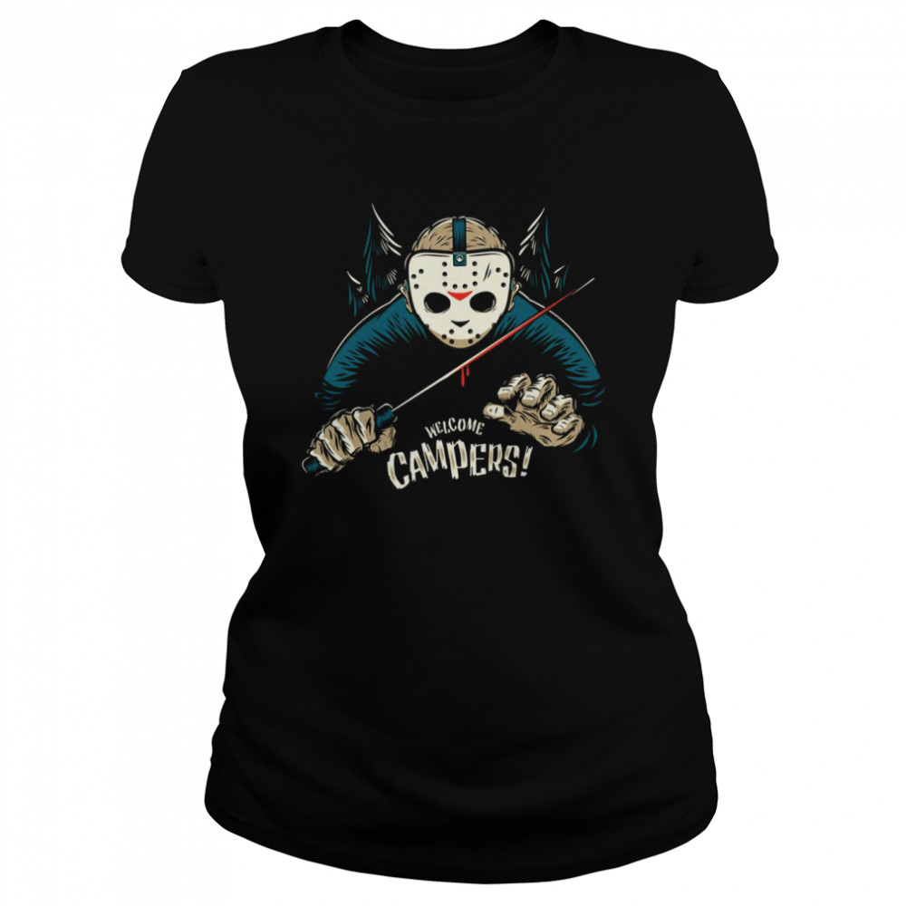 welcome campers halloween jason voorhees monsters shirt classic womens t shirt