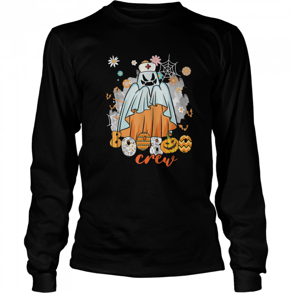 Boo Boo Crew Funny Spooky Halloween Costume Tee For Nurse T- Long Sleeved T-shirt