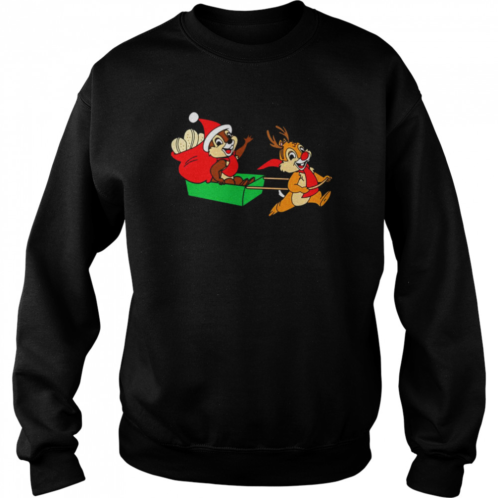 Chip And Dale On A Christmas Sleigh shirt Unisex Sweatshirt