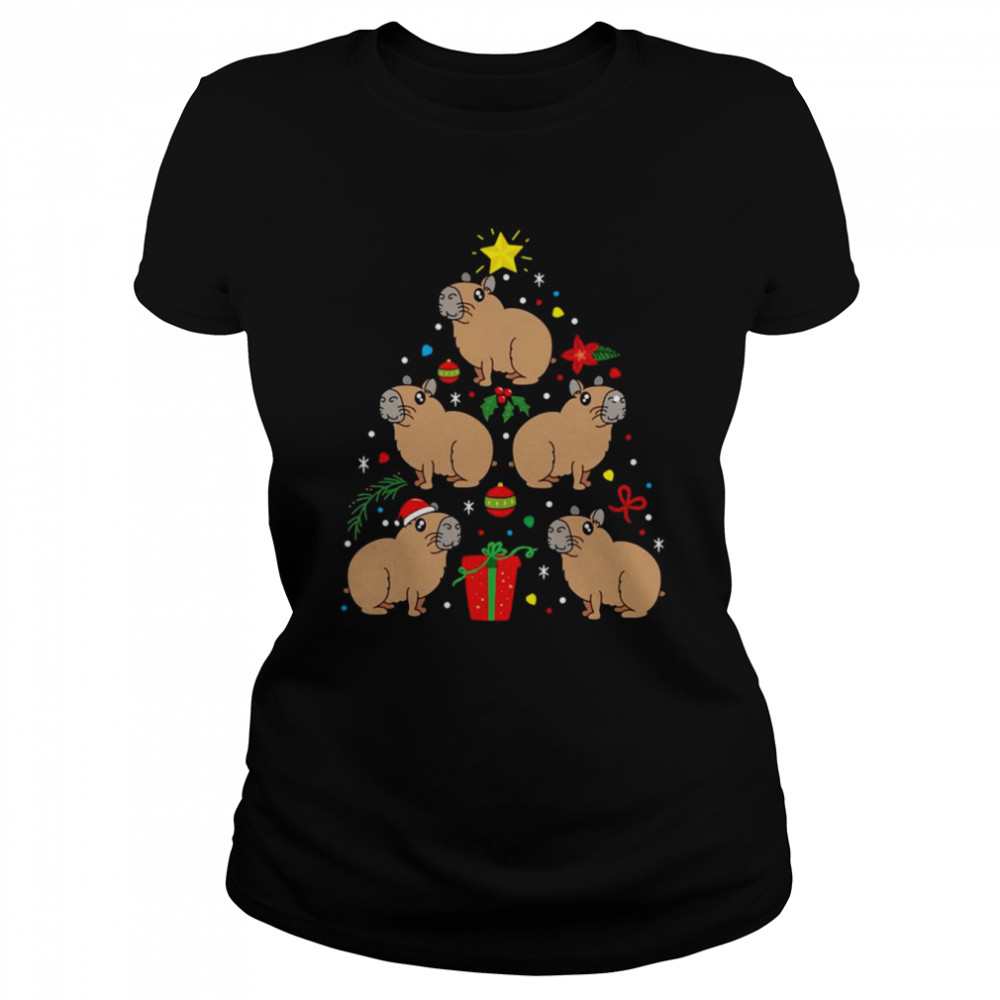 crowd capybara christmas ornament tree shirt classic womens t shirt