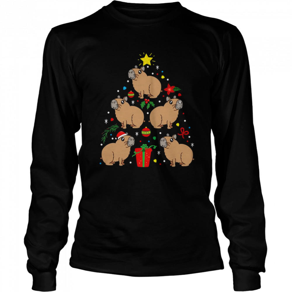 Crowd Capybara Christmas Ornament Tree shirt Long Sleeved T-shirt
