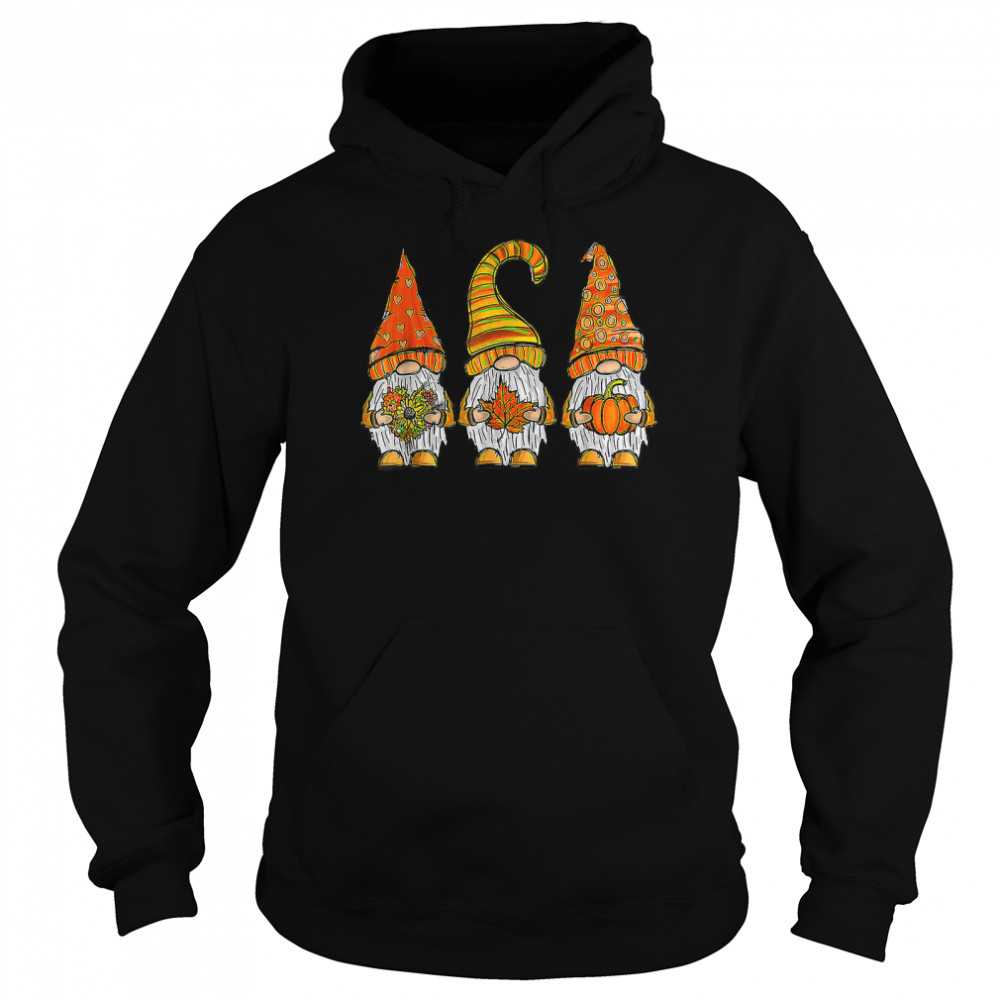 Cute Gnomes With Pumpkin Halloween Autumn Fall Lover Gift T- Unisex Hoodie