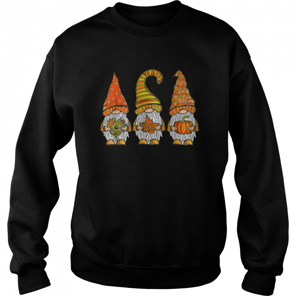 cute gnomes with pumpkin halloween autumn fall lover gift t unisex sweatshirt