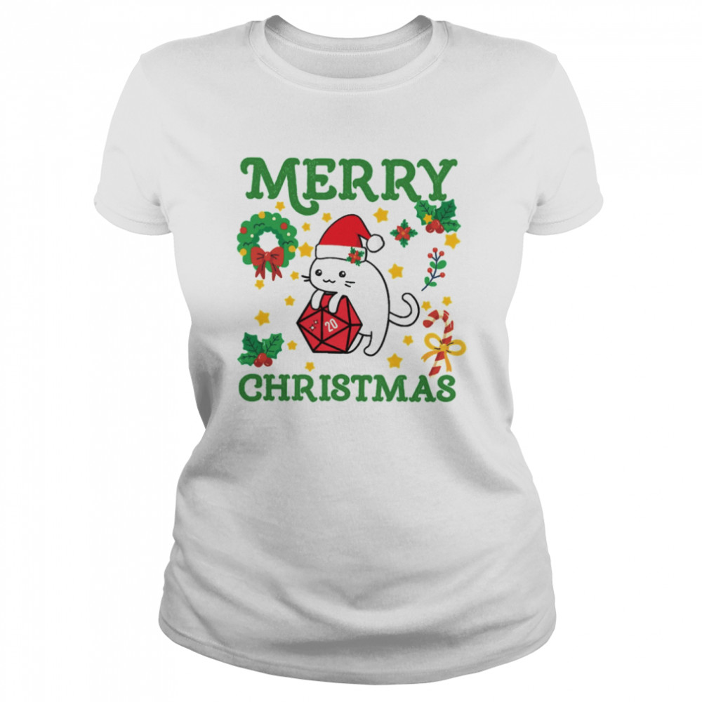 D20 Cat Merry Critmas shirt Classic Womens T-shirt