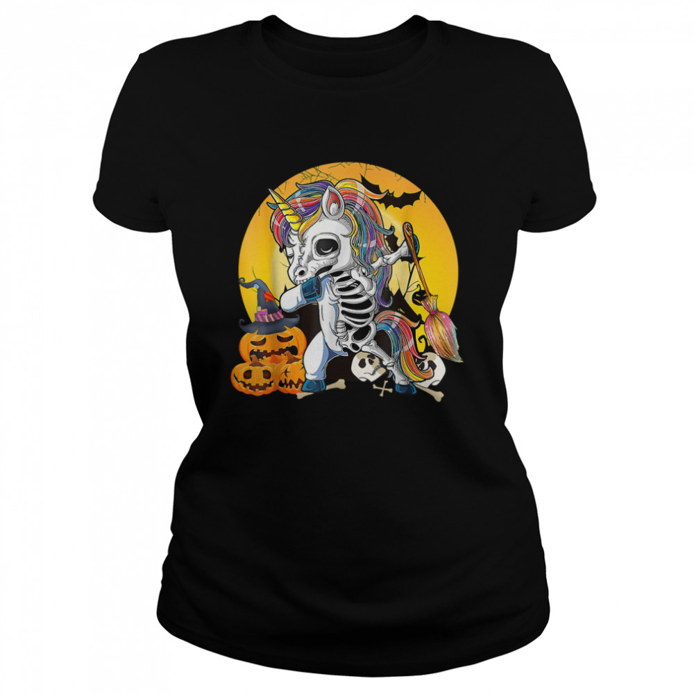 Dab Skeleton Unicorn Spooky Halloween 2022 Kids Dabbing T- Classic Womens T-shirt
