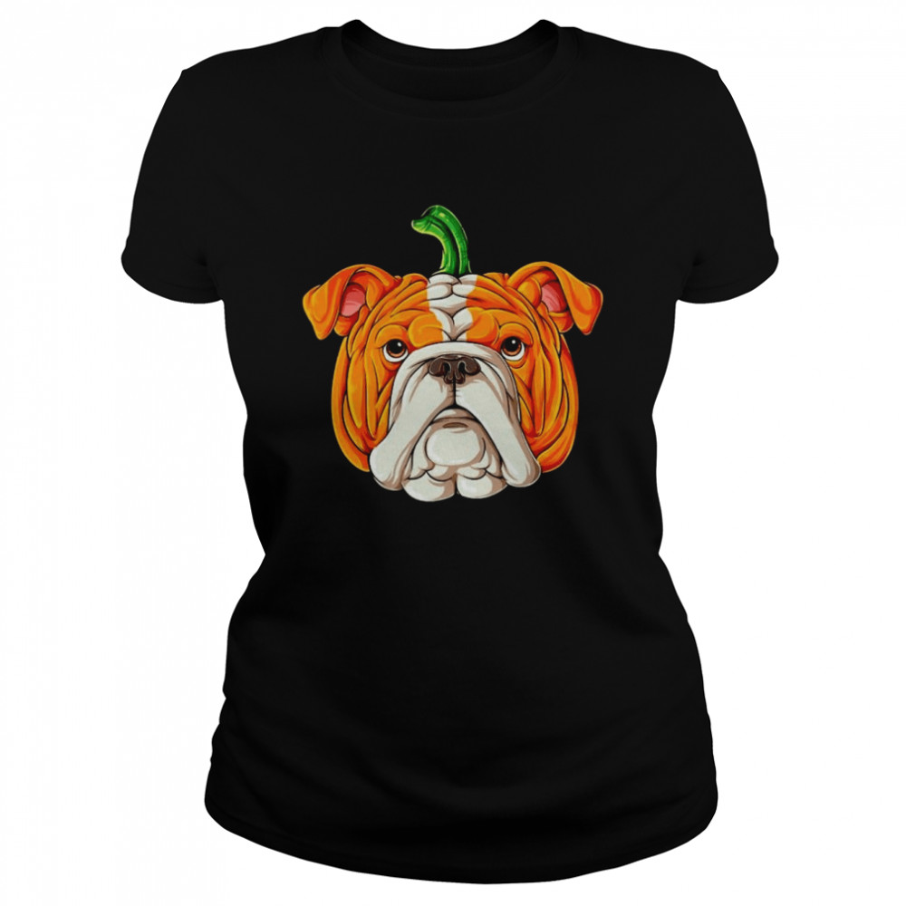 English Bulldog Pumpkin Halloween  Classic Women's T-shirt