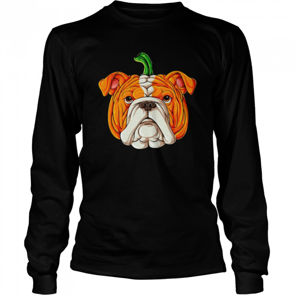 English Bulldog Pumpkin Halloween  Long Sleeved T-shirt