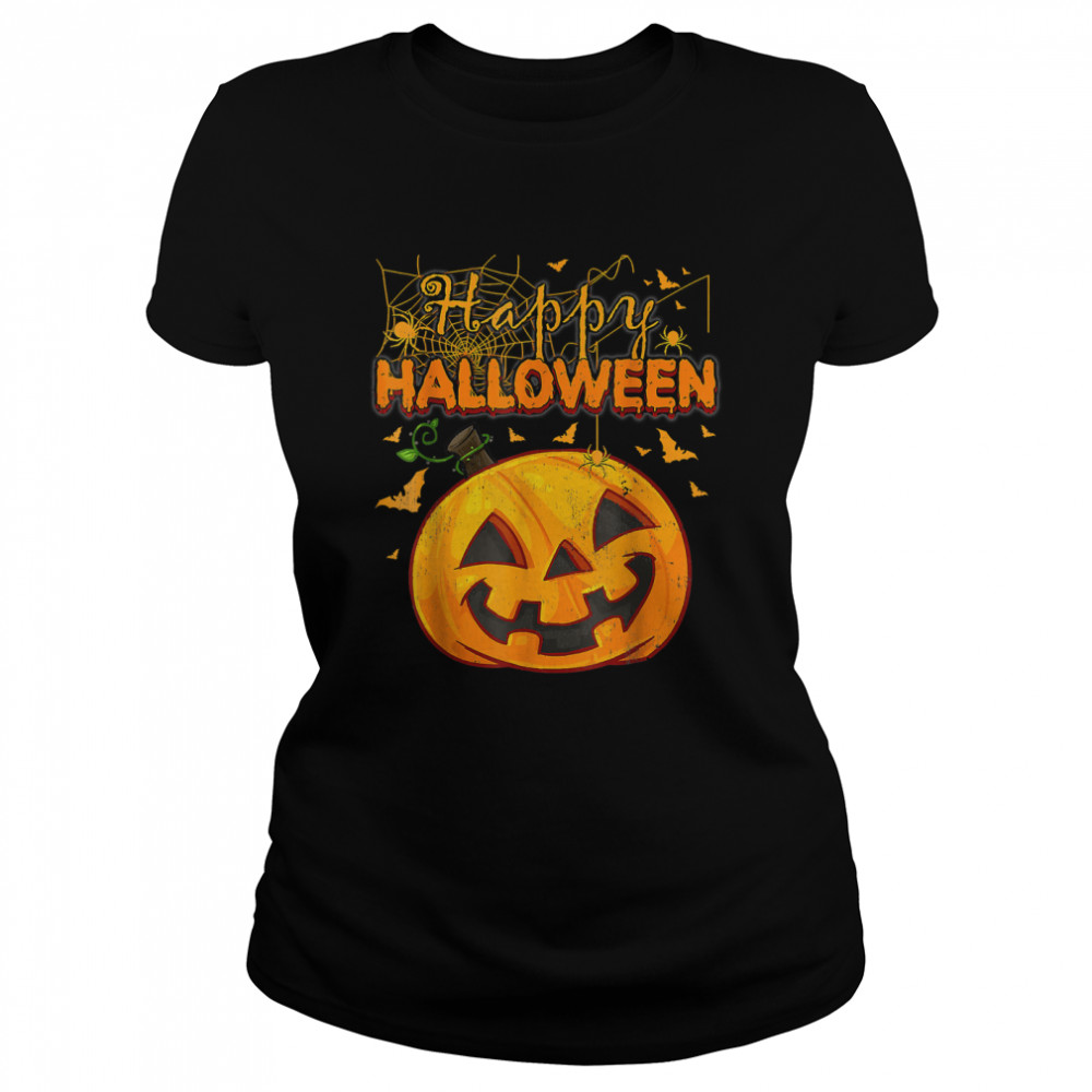 funny spooky season retro pumpkin happy halloween t classic womens t shirt
