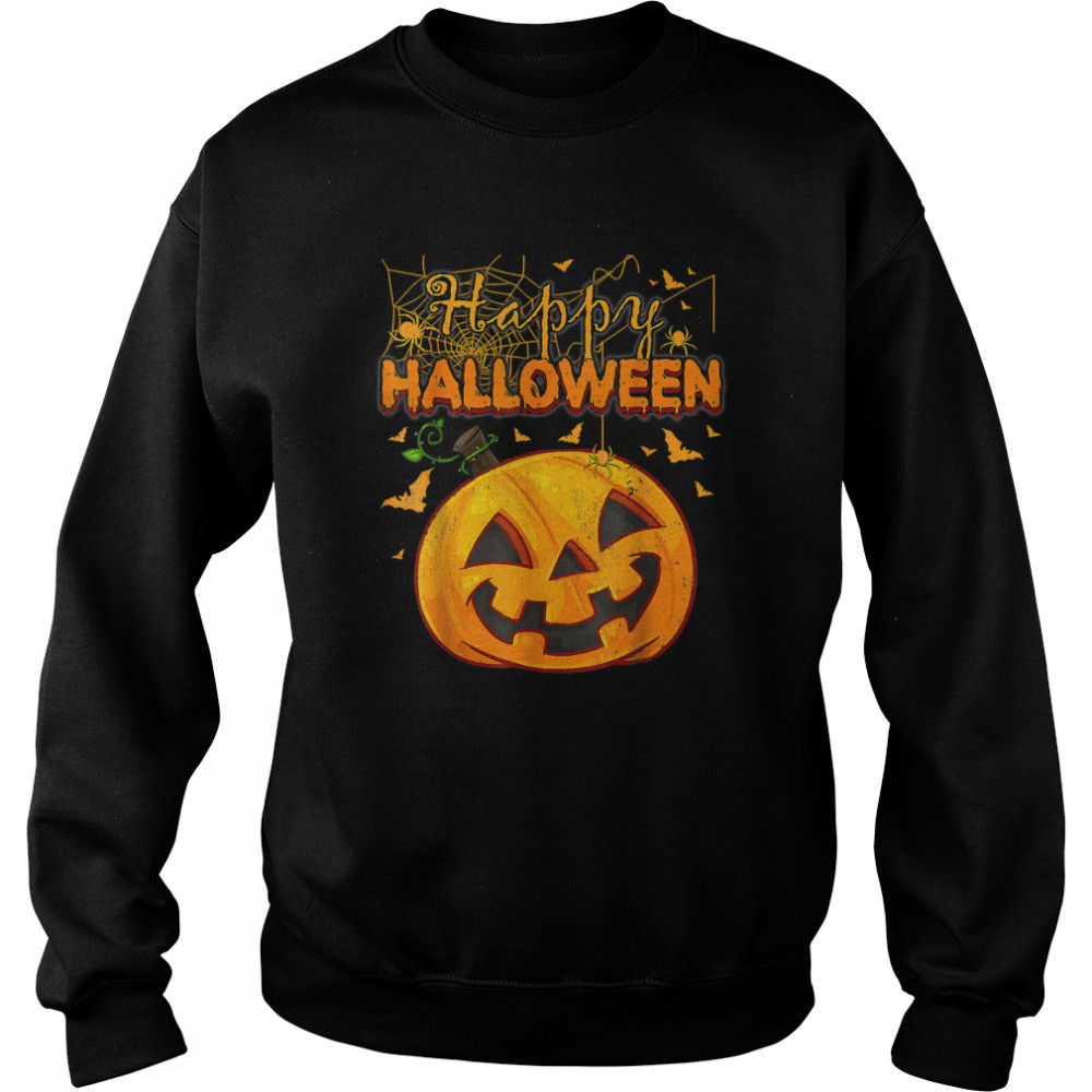 Funny Spooky Season Retro Pumpkin Happy Halloween T- Unisex Sweatshirt