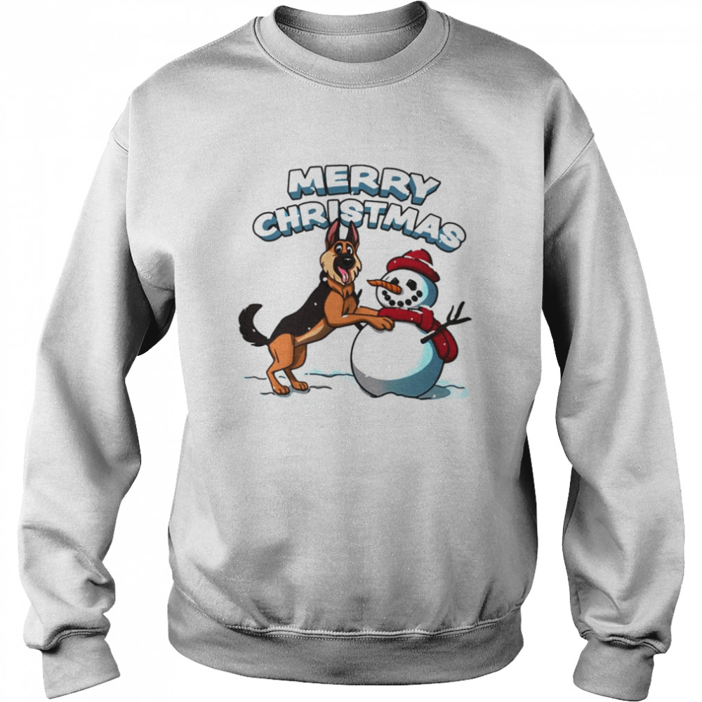 German Shepherd And Snowman Fitted Merry Christmas shirt 11 German Shepherd And Snowman Fitted Merry Christmas shirt Unisex Sweatshirt