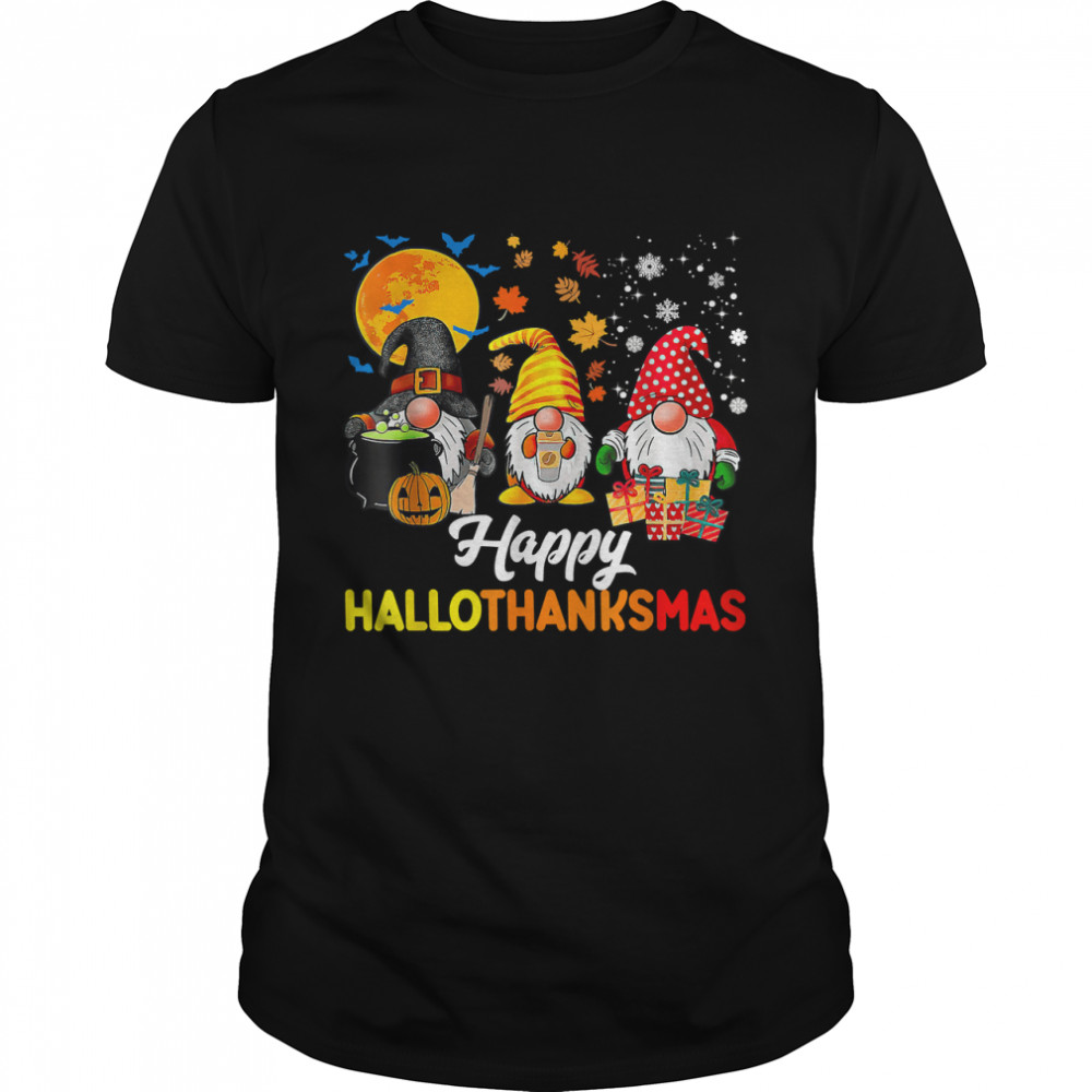 Gnomes Halloween Thanksgiving Christmas Happy Hallothanksmas T- Classic Men's T-shirt