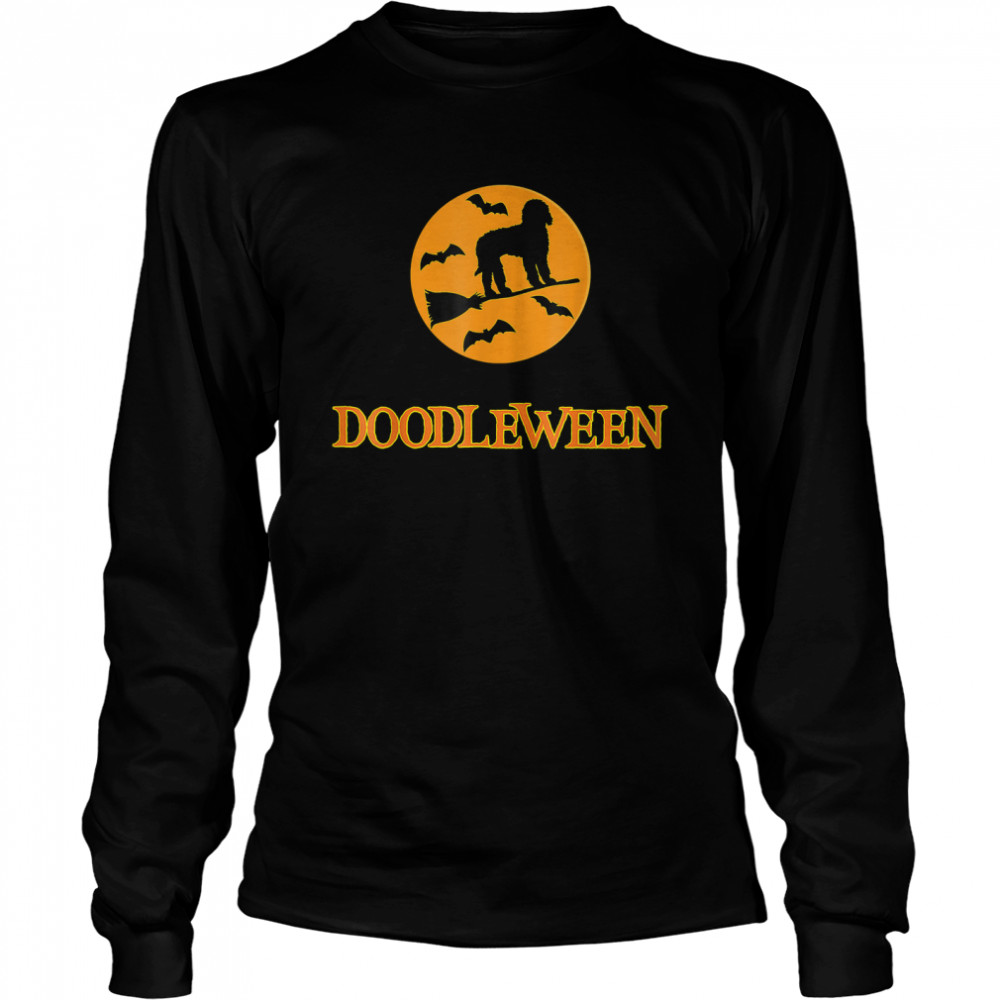 Halloween Doodleween Spooky Doodle Witch Dog Lover T- Long Sleeved T-shirt