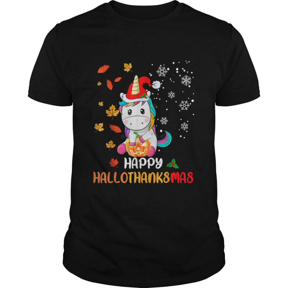 Halloween Thanksgiving Christmas HalloThanksMas Unicorn T- Classic Men's T-shirt