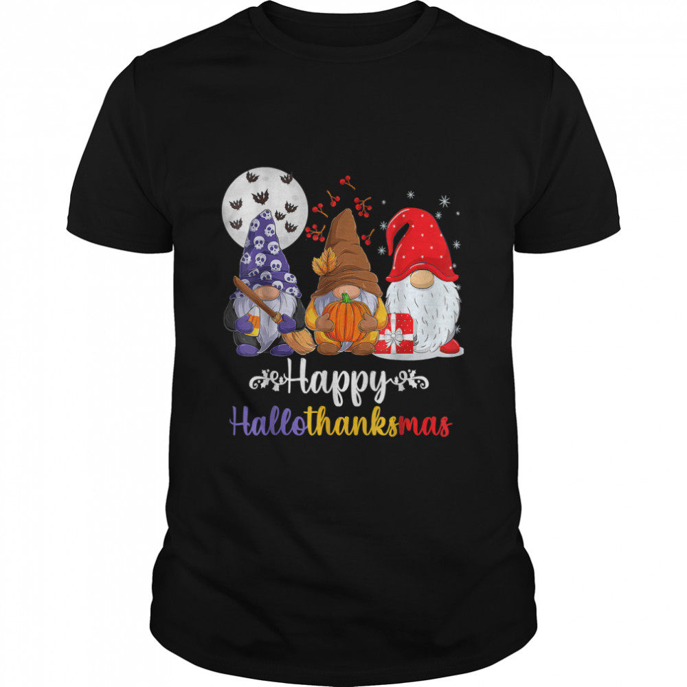 Halloween Thanksgiving Christmas Happy HalloThanksMas Gnomes T- Classic Men's T-shirt