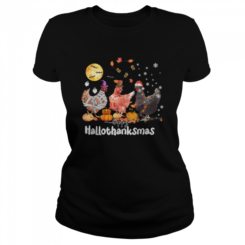 Happy Hallothanksmas Funny Happy Thanksgiving Day T- Classic Women's T-shirt